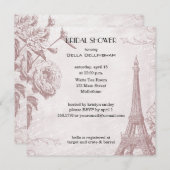 Rose Farbiger Eiffelturm Brautdusche Einladung (Vorne/Hinten)