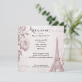 Rose Farbiger Eiffelturm Brautdusche Einladung (Stehend Vorderseite)