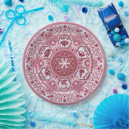 Rose-Farbiger Passahfest Seder Pappteller (Party)