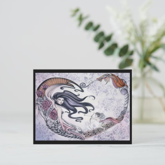 Rose Fee Postkarte (Stehend Vorderseite)