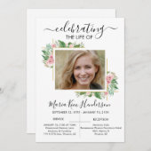 Rose Feier zum Foto zum Gedenken an die Beerdigung Einladung (Vorne/Hinten)