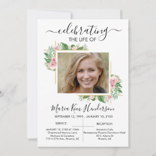 Rose Feier zum Foto zum Gedenken an die Beerdigung Einladung