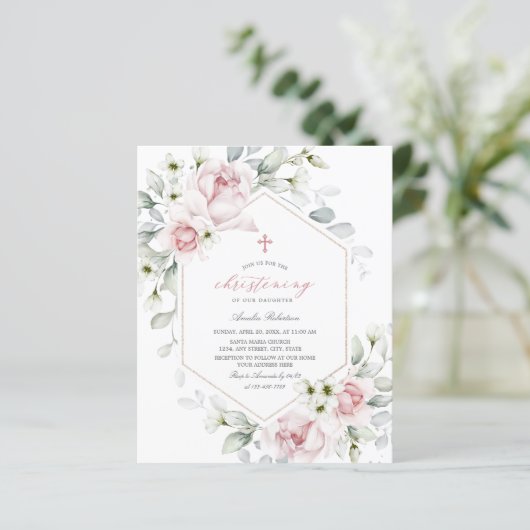 Rose feiern | Einladung zur Blumenwasserfarbe (Stehend Vorderseite)