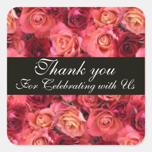 ROSE FELD, vielen Dank Quadratischer Aufkleber (Vorderseite)