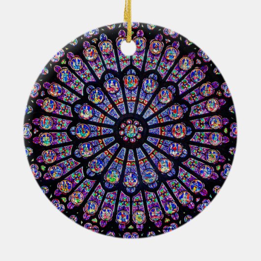 Rose Fenster Norte Dame Kathedrale Keramik Ornament (Hinten)