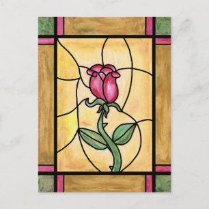 Rose-Fenster-Postkarte Postkarte
