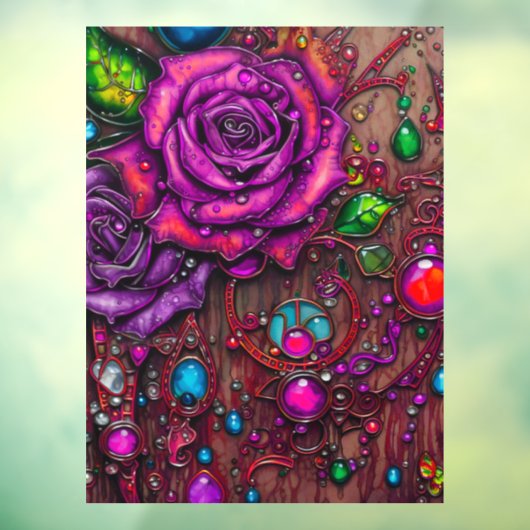 Rose Fensteraufkleber (Blatt 3)