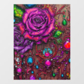 Rose Fensteraufkleber (Blatt)