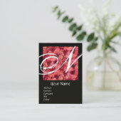 ROSE FIELD SQUARE MONOGRAMM Rosa Schwarz, Weiß Visitenkarte (Stehend Vorderseite)