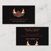 Rose Fire Retro Tattoo Design Visitenkarte (Vorne/Hinten)