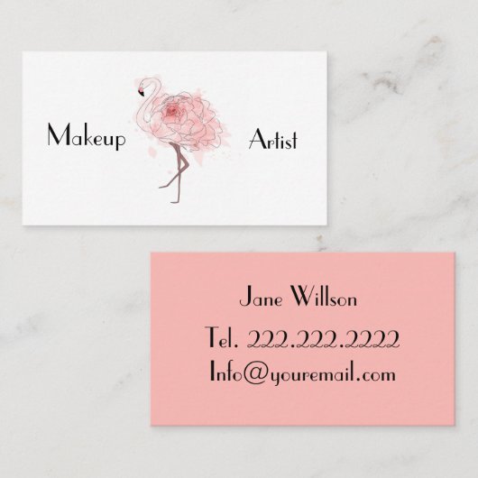 Rose Flamingo Visitenkarte (Vorne/Hinten)