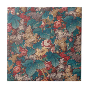 Rose, Flieder, großes Blätter-Muster Vintage-Garte Fliese