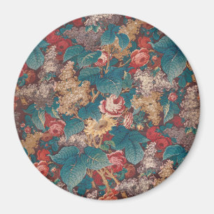 Rose, Flieder, großes Blätter-Muster Vintage-Garte Magnet