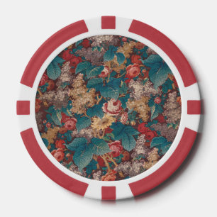 Rose, Flieder, großes Blätter-Muster Vintage-Garte Pokerchips