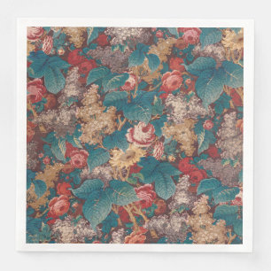 Rose, Flieder, großes Blätter-Muster Vintage-Garte Serviette