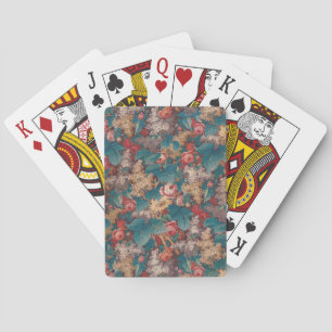 Rose, Flieder, großes Blätter-Muster Vintage-Garte Spielkarten