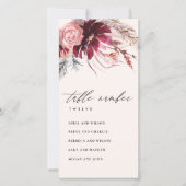 Rose Flora Pampas Grassitzplan Tischnummer (Vorderseite)