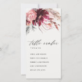 Rose Flora Pampas Grassitzplan Tischnummer (Vorderseite)