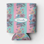 Rose Flora Rose Budgie Bird Weibchen Pink Aqua Dosenkühler (Vorderseite)