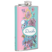 Rose Flora Rose Budgie Bird Weibchen Pink Aqua Flachmann (Rechts)