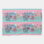Rose Flora Rose Budgie Bird Weibchen Pink Aqua Geschirrtuch (Horizontal)