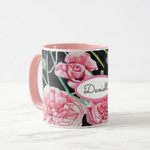 Rose Flora Rose Vintag Gartenfrauen Rosa Schwarz Tasse