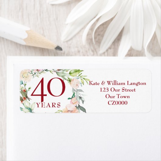 Rose Floral 40. Ruby Wedding Anniversary Address (Insitu)