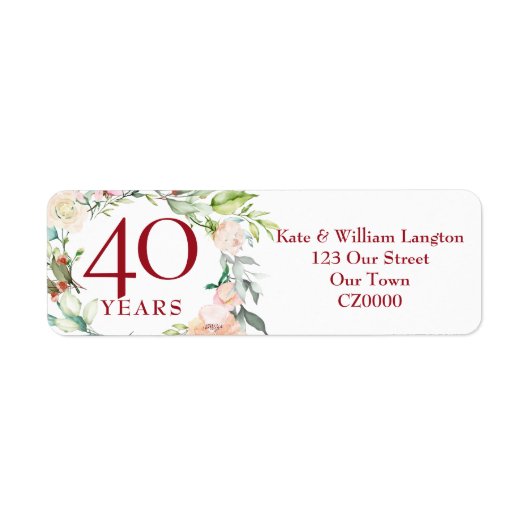 Rose Floral 40. Ruby Wedding Anniversary Address (Vorne)