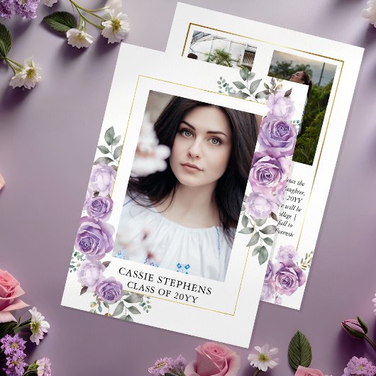 Rose Floral 4 Foto Collage Gold Frame Abschluss Ankündigung