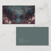 Rose Floral and Twilight Forest Mountain Landscape Visitenkarte (Vorne/Hinten)