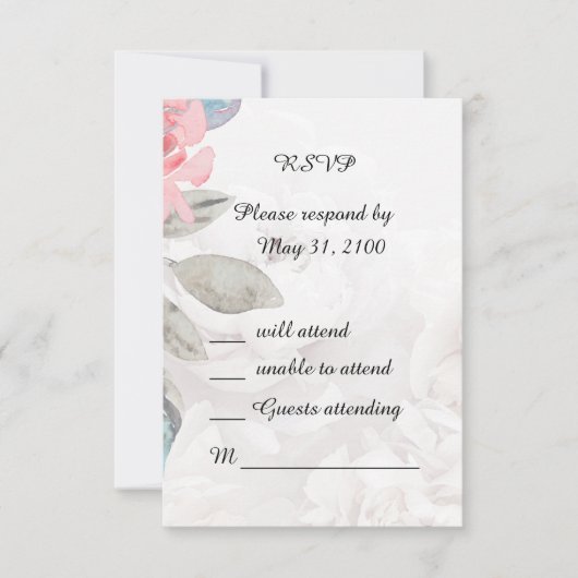 Rose Floral Aquarell Hochzeit RSVP Response Card (Vorderseite)