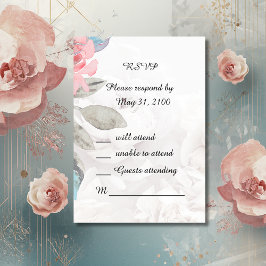 Rose Floral Aquarell Hochzeit RSVP Response Card Karte
