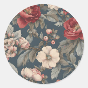 Rose Floral auf Fichte Runder Aufkleber
