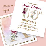 Rose Floral B 60. Geburtstagsparty Einladung<br><div class="desc">Organisieren Sie die vollkommene 60. Geburtstagsfeier mit diesem eleganten Rose Blumenmuster B,  das auf der Rückseite für Geburtstagsmädchen präsentiert wird,  beginnend mit dem Buchstaben B. Elegante Blumenziffern werden im Rahmen der Einladung zur Hervorhebung des Festzeitalters verwendet.</div>