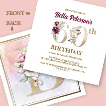 Rose Floral B 60. Geburtstagsparty Einladung