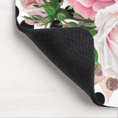 ROSE FLORAL BLACK POLKA DOT BOUSE PAD MOUSEPAD (Ecke)