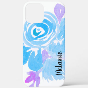 Rose Floral Blau Lila Mit Monogramm Case-Mate iPhone Hülle