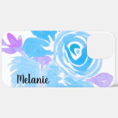 Rose Floral Blau Lila Mit Monogramm Case-Mate iPhone Hülle (Hinten (horizontal))