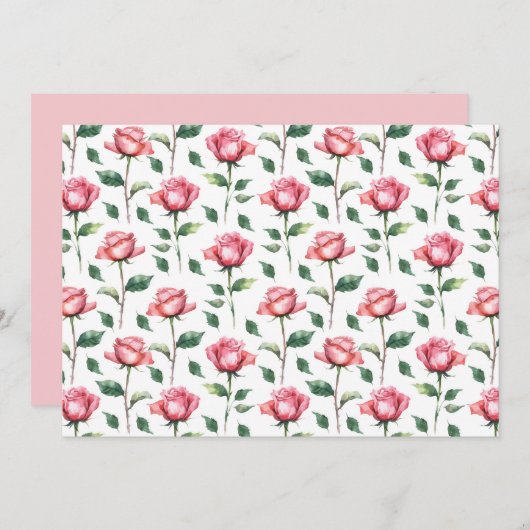 Rose Floral Botanical Note Card Mitteilungskarte (Vorne/Hinten)