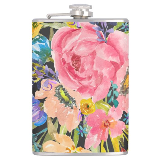 Rose Floral Bouquet Flachmann (Vorderseite)