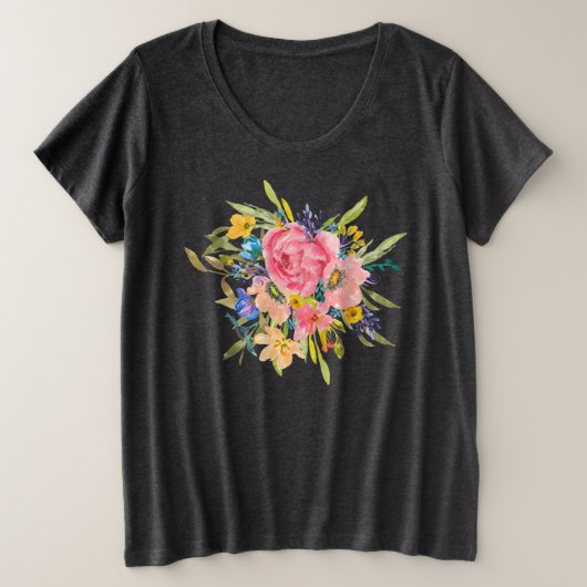 Rose Floral Bouquet Große Größe T-Shirt (Design vorne)