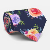 Rose Floral Bouquet Muster Krawatte (Gerollt)