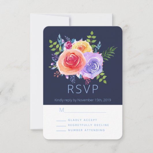 Rose Floral Bouquet Party UAWG RSVP Karte (Vorderseite)