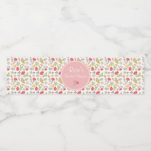 Rose Floral | BRAUTPARTY Wasserflaschenetikett (Einzelnes Label)