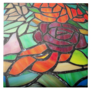 Rose Floral Buntglas Keramikfliese
