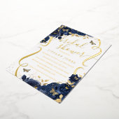 Rose Floral Butterfly Navy Gold Brautparty Folieneinladung (Gedreht)