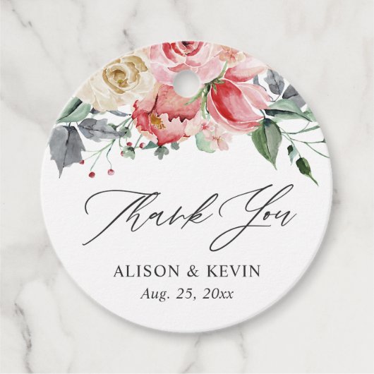 Rose Floral Danke Geschenkanhänger (Vorderseite)