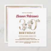 Rose Floral E 30. Geburtstag Party Einladung (Vorne/Hinten)