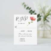 Rose Floral Elegant 3 Entree UAWG Response Card RSVP Karte (Stehend Vorderseite)