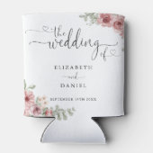 Rose Floral Elegantes Herz Skript Hochzeit Dosenkühler (Rückseite)